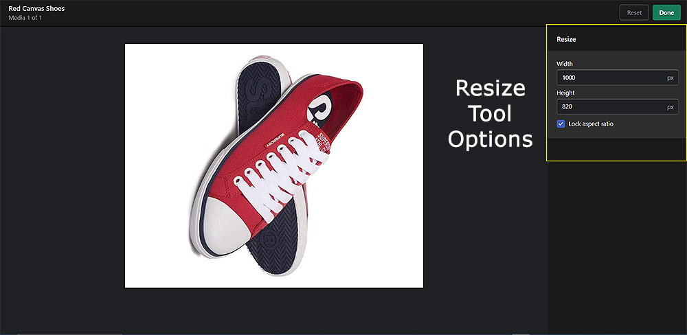 resize tool options