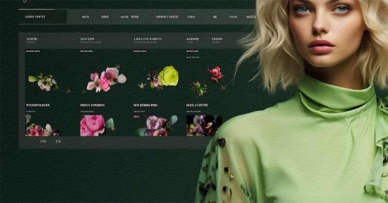 Shopify fashion Theme Banner Image: Fashion shot, woman in green top